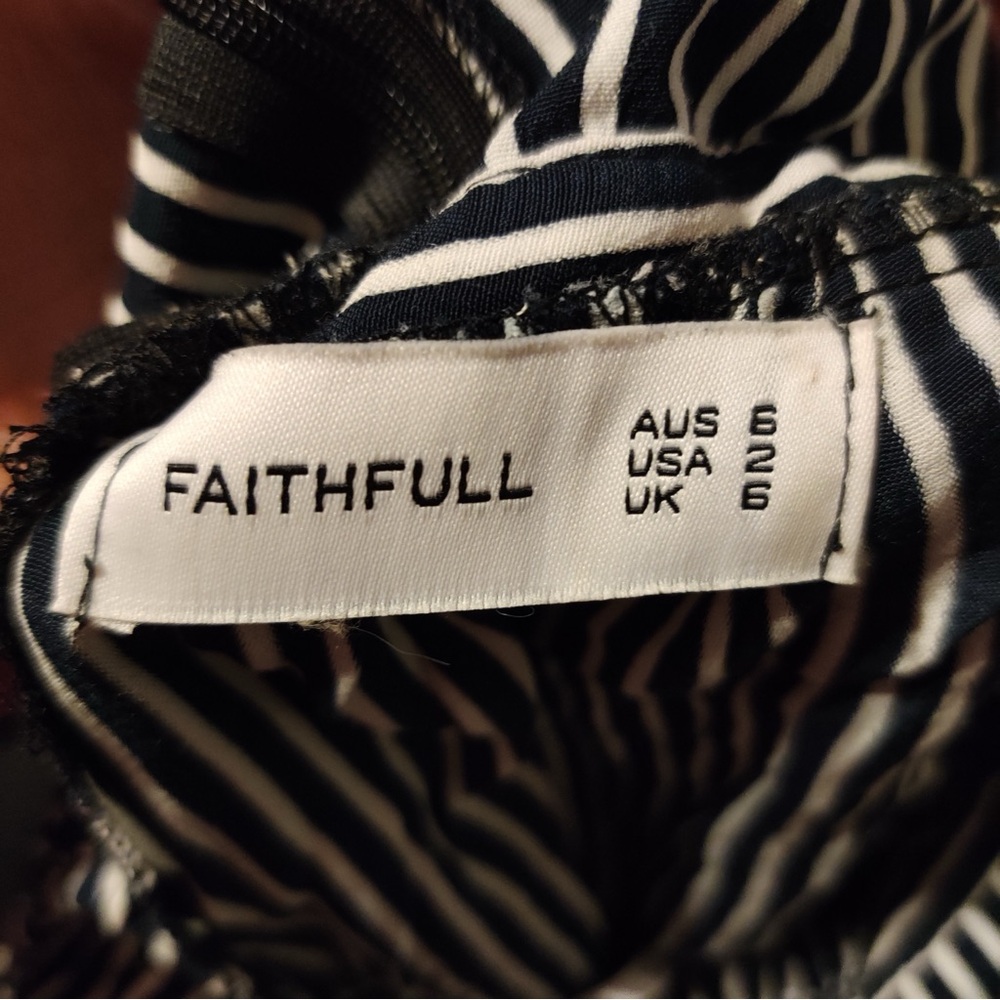 Faithfull the Brand Riley Black and White Maison Stripe Plunge Jumpsuit Halter - Picture 4 of 6